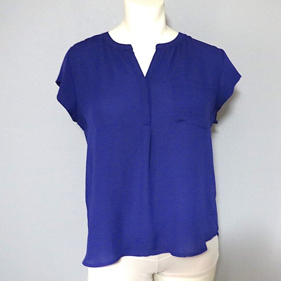 Liz Claiborne Royal Blue Cap Sleeve Blouse Size XL - Picture 2 of 8